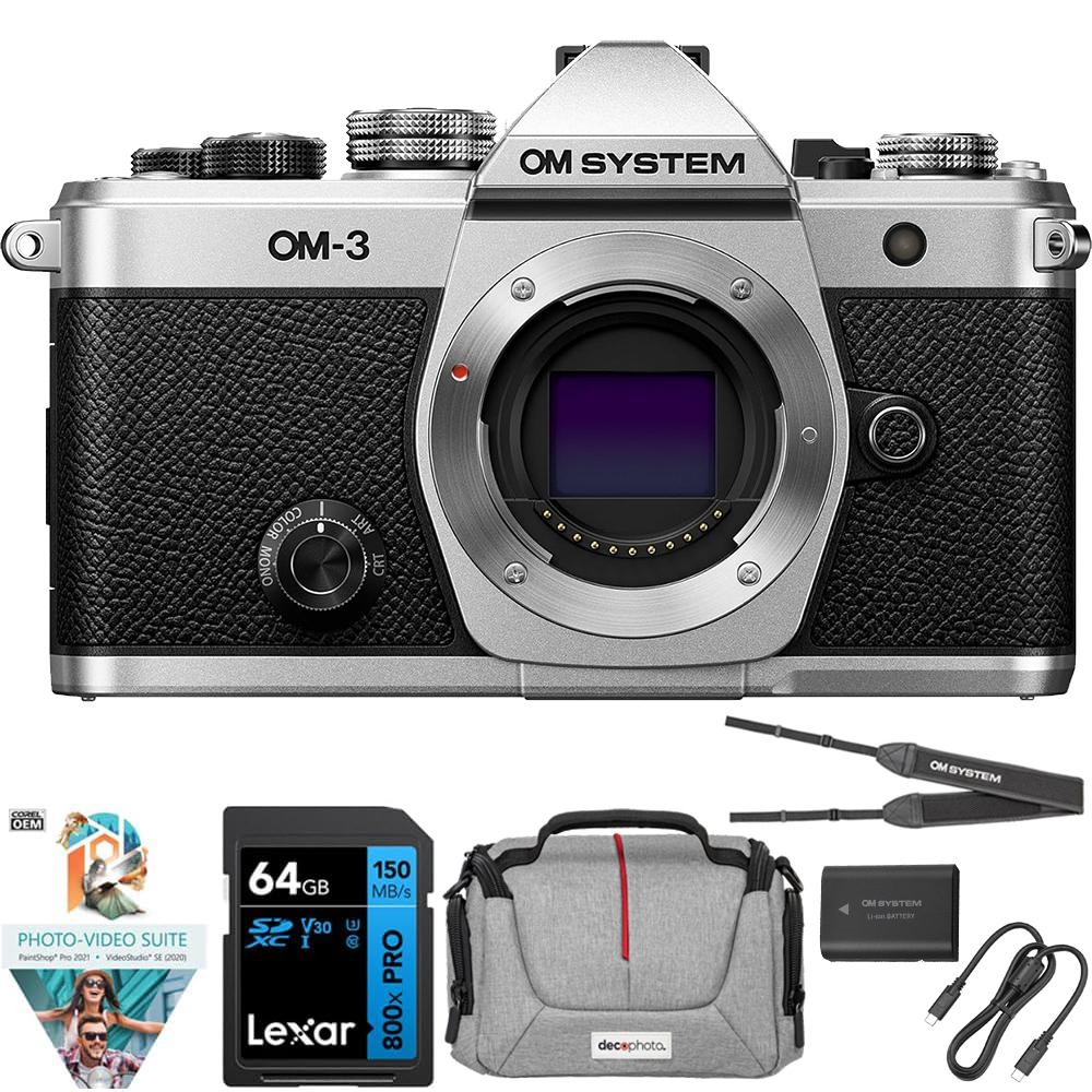 OM SYSTEMS Olympus OM-3 Mirrorless Micro Four Thirds Lens System Camera + 64GB Memory