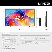 Samsung 43" Mini LED M70H 4K Vision AI TV, Titan Black (2026) w/ 1 YR Warranty Bundle