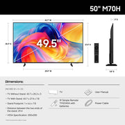 Samsung 50" Mini LED M70H 4K Vision AI TV, Titan Black (2026) w/ 1 YR Warranty Bundle