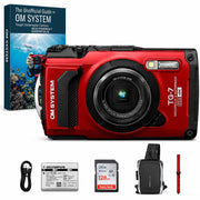OM SYSTEM Olympus Tough TG-7 12MP Underwater Camera Red + Guide and 128GB Bundle