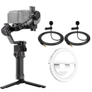 DJI RS 5 Camera Stabilizer + 2x 3.5mm Clip-On Mini Lapel Mic + Smartphone Ring Light