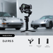 DJI RS 5 Camera Stabilizer + 2x 3.5mm Clip-On Mini Lapel Mic + Smartphone Ring Light