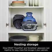 Ninja CRISPi 5-in-1 Portable Glass Air Fry Cooking System (Renewed) + 5 Pcs Knife Set