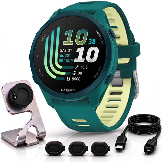 Garmin Forerunner 170 Music Teal Green/Citron with Charging Bundle