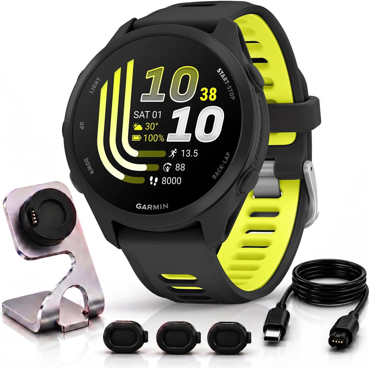 Garmin Forerunner 170 Music Black/Amp Yellow with Charging Bundle