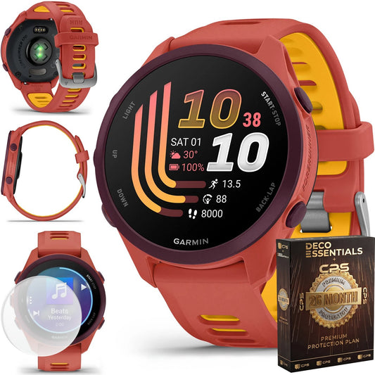 Garmin Forerunner 170 Music Red Pink/Mango with 26 Month Protection Bundle