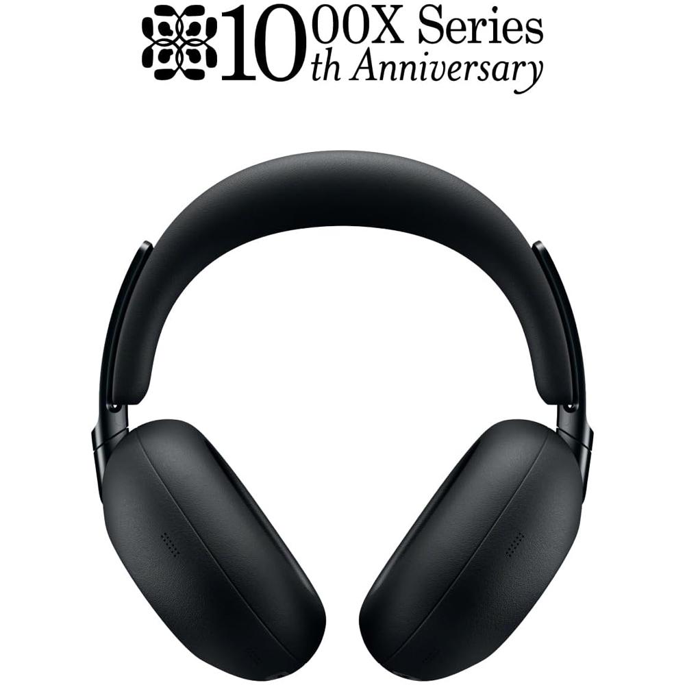 Sony 1000X THE COLLEXION Wireless Headphones, Black / Deco Essentials Wood Stand