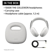Sony 1000X THE COLLEXION Wireless Headphones, Platinum / Deco Essentials Wood Stand
