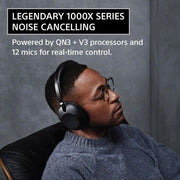 Sony 1000X THE COLLEXION Wireless Headphones, Platinum / Deco Essentials Wood Stand