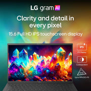 LG gram 15" Copilot+ PC Intel Ultra 7, 32GB RAM, 1TB SSD Touch Laptop, Black