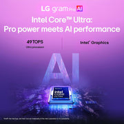LG gram Pro 16" Copilot+ PC Intel Ultra 7, 16GB RAM, 1TB Touch Laptop, Black