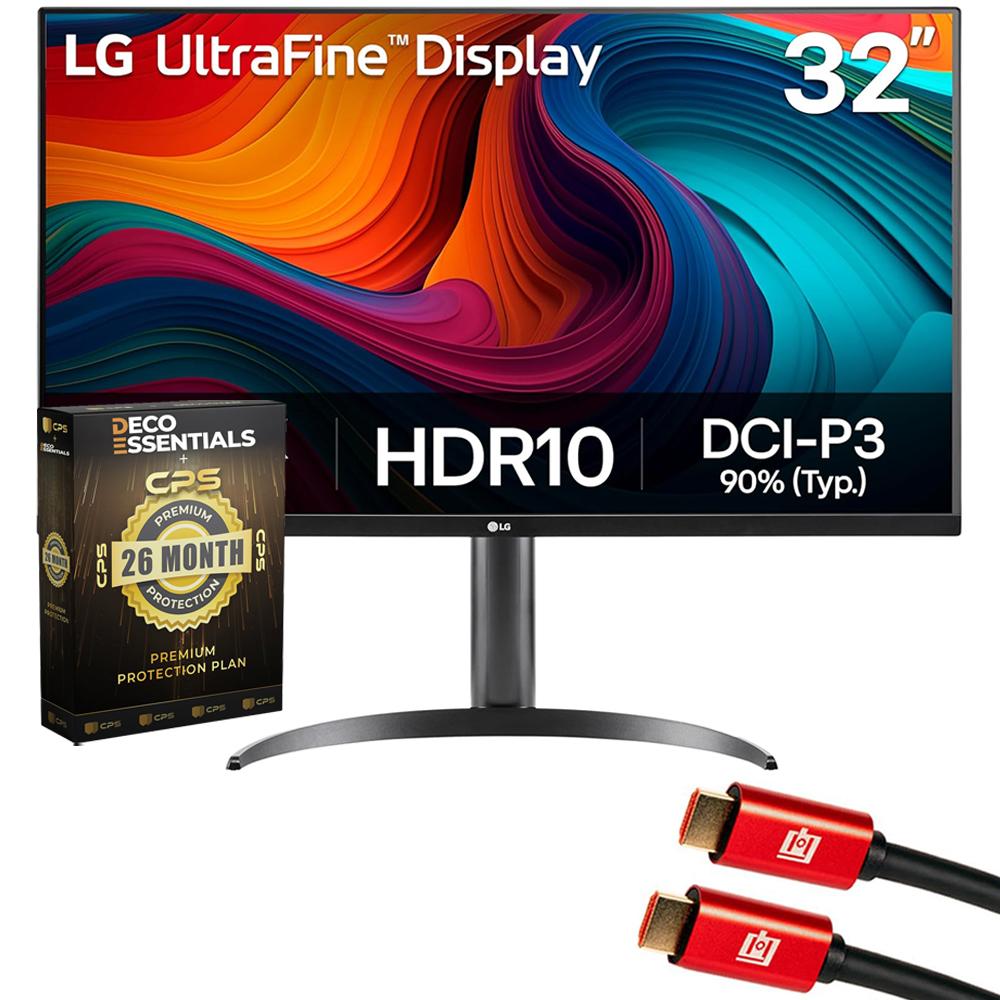 LG 32" UltraFine 4K UHD (3840 x 2160) Monitor, Black + 26 Months Protection Bundle