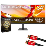 LG 34U640B 34" UltraWide WQHD Curved Monitor, Black + 26 Months Protection Bundle