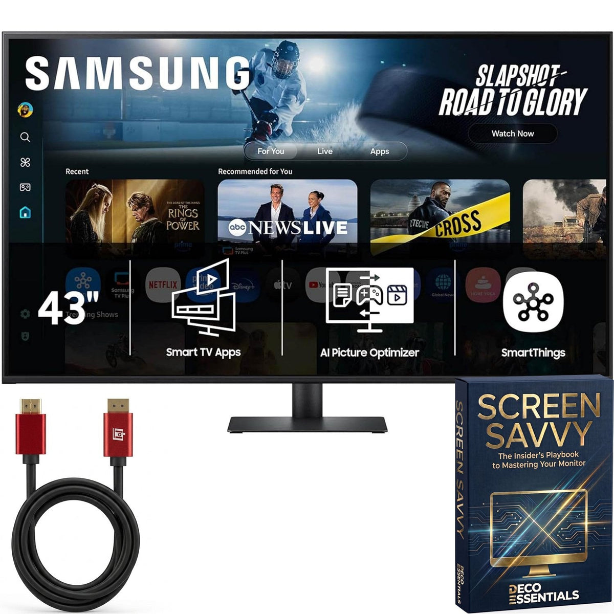 Samsung 43" M7 Smart Monitor UHD with Smart TV Apps, Mobile Connectivity Bundle