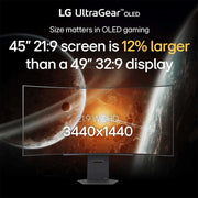 LG 45" UltraGear OLED WQHD Curved Gaming Monitor with 26 Month Protection Bundle