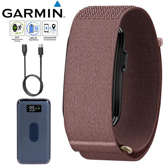 Garmin L-XL CIRQA Smart Band Health + Fitness Tracker, Mauve w/ Accessories Bundle