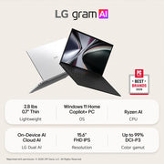 LG gram 15.6" Copilot+ PC AMD Ryzen AI 7, 16GB RAM, 512GB SSD Touch Laptop