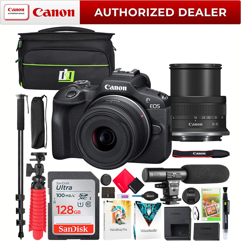 Canon EOS R100 Mirrorless Camera w/ RF-S 18-45mm Lens Kit Pro Bundle Refurbished