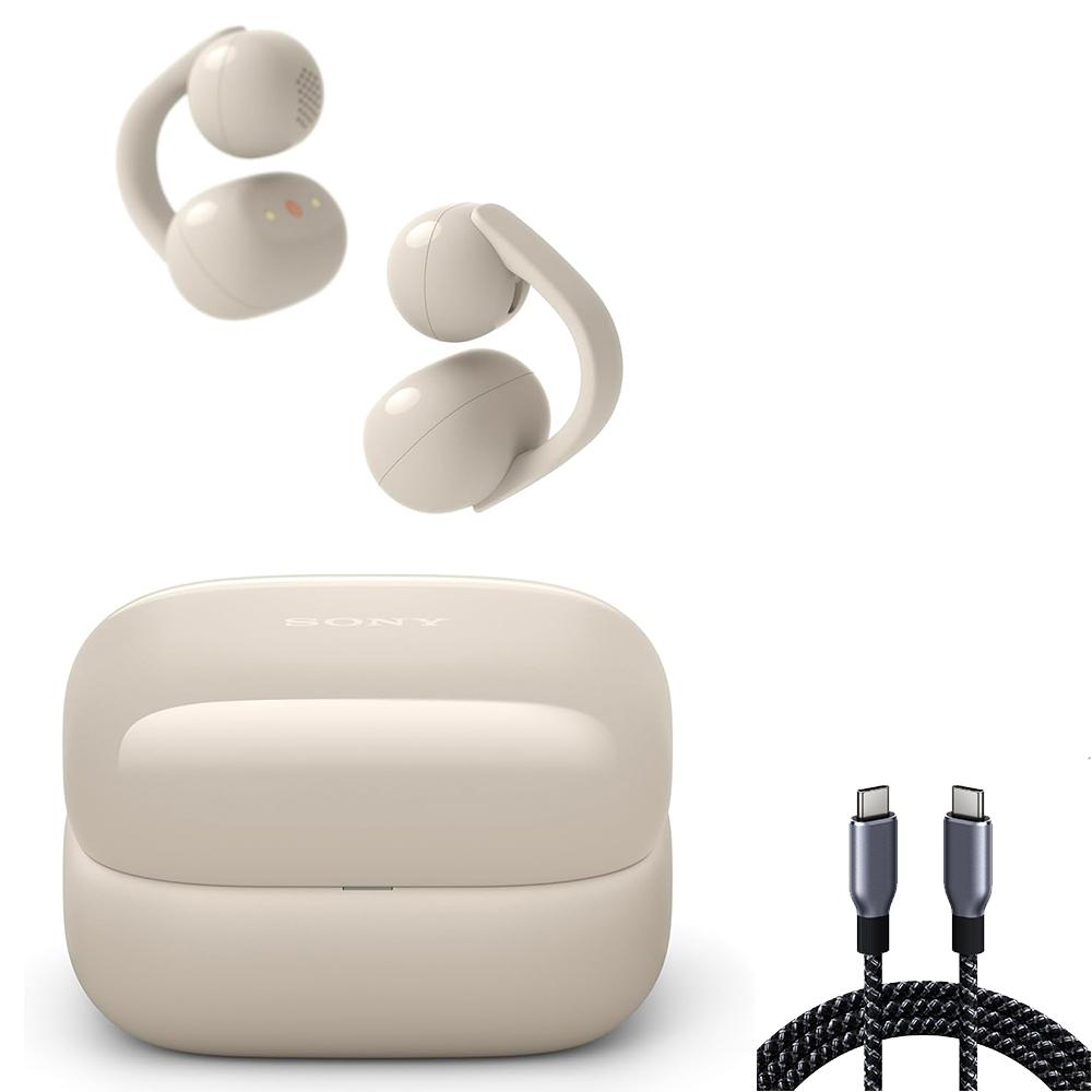 Sony LinkBuds Clip Open-Ear Truly Wireless Earbuds WFLC900/C + USB Cable Bundle