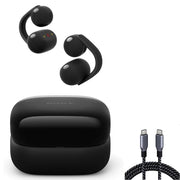 Sony LinkBuds Clip Open-Ear Truly Wireless Earbuds WFLC900/B + USB Cable Bundle