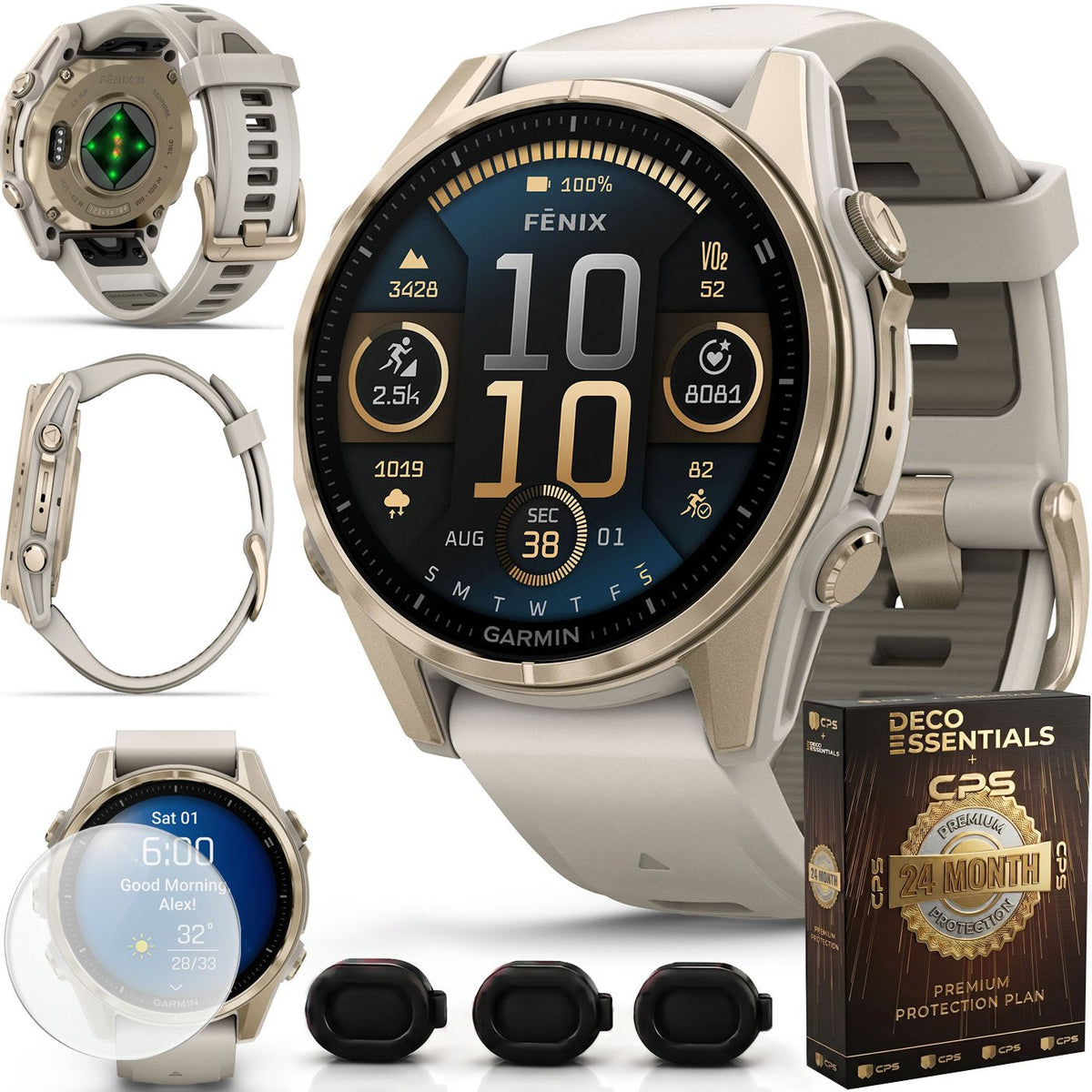 Garmin Fenix 8 43 mm AMOLED Sapphire Gold with Gray Band+2 Year Warranty Bundle