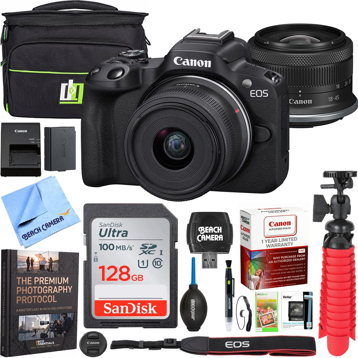 Canon EOS R50 Mirrorless Camera Black + 18-45mm IS STM Lens Kit Premier Bundle