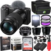 Sony ZV-E10 Mirrorless Vlog Camera Body + 2 Lens Kit 16-50mm + 55-210mm Black Bundle