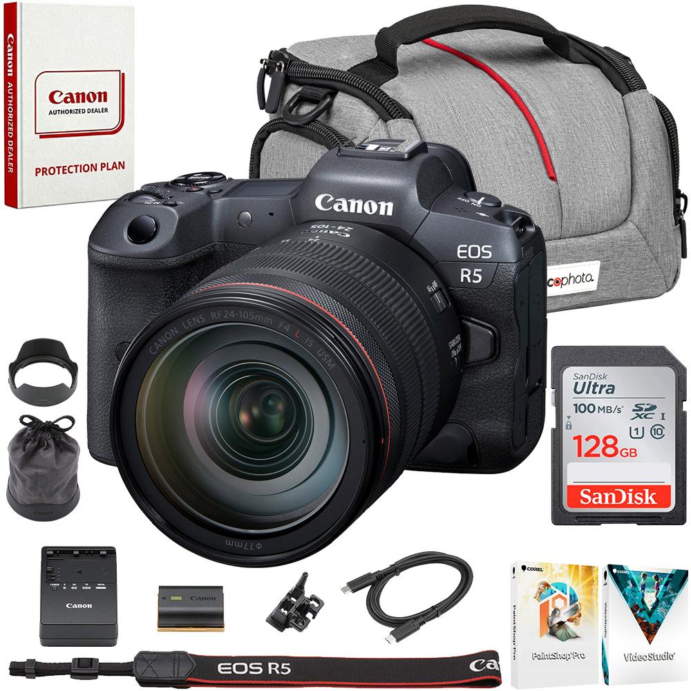 Canon EOS R5 Full Frame Mirrorless Camera Body+Lens Kit with Accessories Bundle
