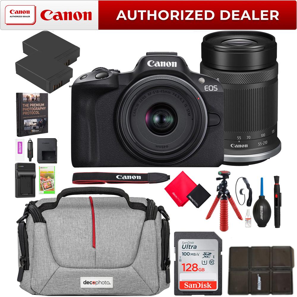 Canon EOS R50 Mirrorless Camera 2 Lens Kit 18-45mm + 55-210mm IS STM Essential Bundle