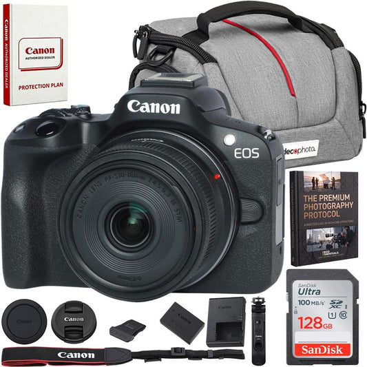 Canon EOS R50 Mirrorless Camera Vlogging Creator Kit with 128GB Memory Bundle