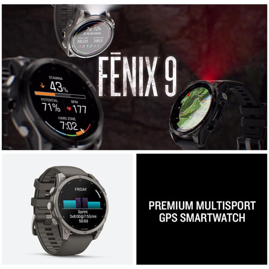 Garmin fenix 9 47 mm Titanium with pebble gray silicone band