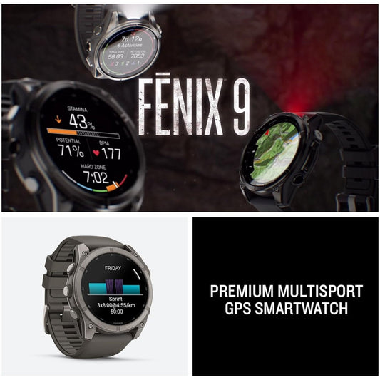 Garmin fenix 9 51 mm Titanium with pebble gray silicone band
