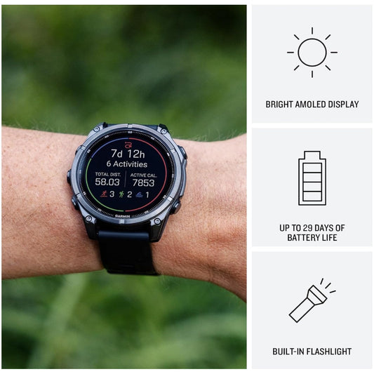 Garmin fenix 9 51 mm Carbon gray DLC titanium with black silicone band