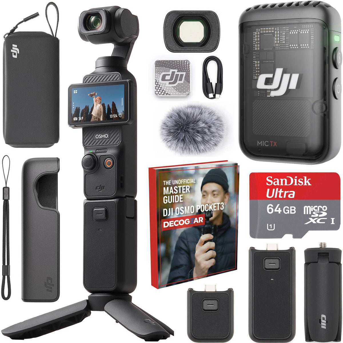DJI Osmo Pocket 3 Creator Combo 4K 120fps Handheld 3-Axis Gimbal + 64GB Card Bundle
