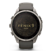 Garmin fenix 9 Pro Solar, 47 mm Titanium with Pebble Gray/Silver Gray Silicone Band