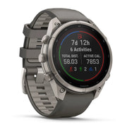 Garmin fenix 9 Pro Solar, 47 mm Titanium with Pebble Gray/Silver Gray Silicone Band
