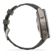 Garmin fenix 9 Pro Solar, 47 mm Titanium with Pebble Gray/Silver Gray Silicone Band