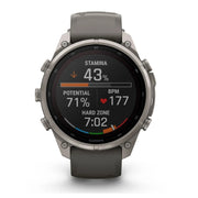 Garmin fenix 9 Pro Solar, 47 mm Titanium with Pebble Gray/Silver Gray Silicone Band