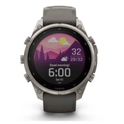 Garmin fenix 9 Pro Solar, 47 mm Titanium with Pebble Gray/Silver Gray Silicone Band