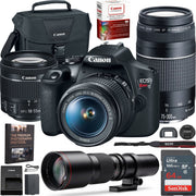 Canon EOS Rebel T7 DSLR Camera w/ 18-55mm II + 75-300mm III Dual Lens Kit Pro Bundle
