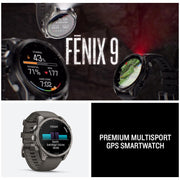 Garmin Fenix 9 47 mm Titanium w/ pebble gray silicone band +Essential Protection Bundle