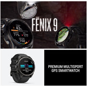 Garmin Fenix 9 47 mm Carbon gray DLC titanium w/Black Band +Essential Protection Bundle