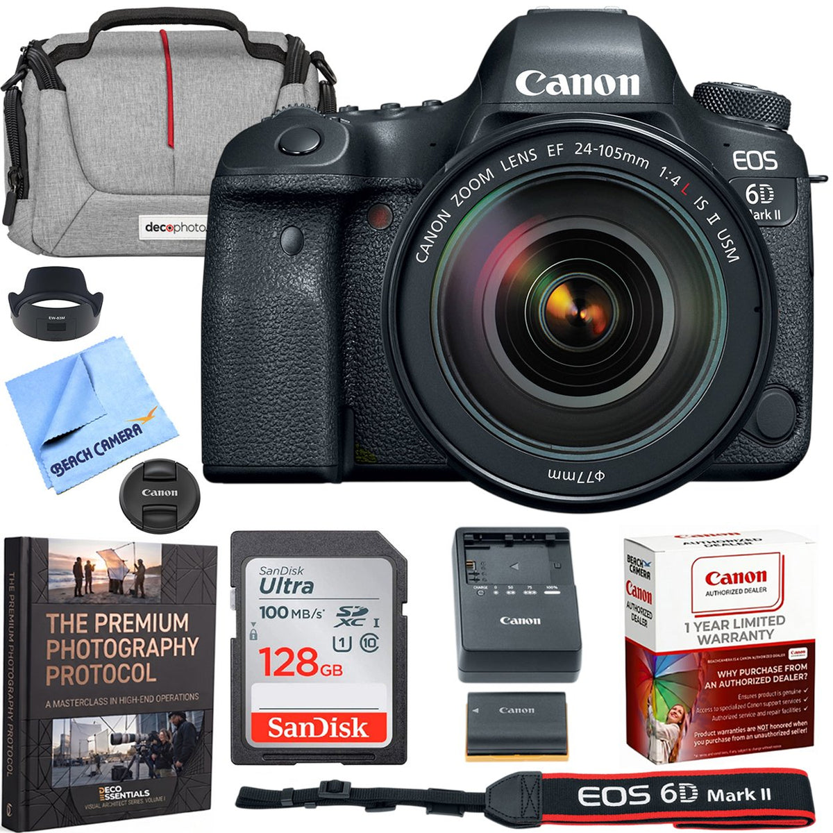 Canon EOS 6D Mark II 26.2MP DSLR Camera + 24-105mm IS II USM Lens Premier Bundle