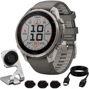Garmin fenix 9 Pro Solar, 47mm Titanium with Silicone Band +Essential Protection Bundle