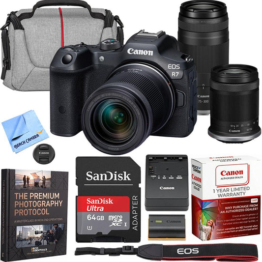 Canon EOS R7 Mirrorless Camera with 2 Lens Kit 18-150mm + 75-300mm Premier Bundle