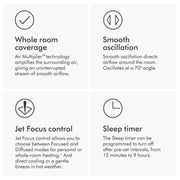 Dyson Hot+Cool Jet Focus fan heater AM09 (Satin Black/Nickel), Large - Refurbished
