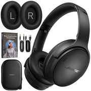 Bose QuietComfort Wireless Over-Ear BT Headphones Black + Extra Earpads + Guide