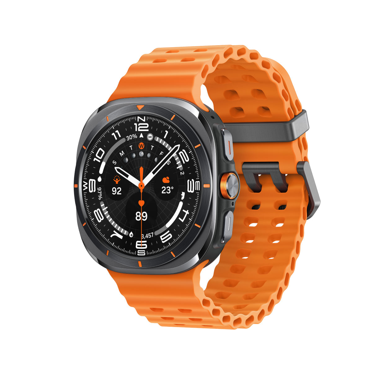Samsung Galaxy Ultra Watch Titanium Case Smartwatch with Orange Band - LTE (2024)