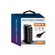 6-Port 40W USB Charger - Black