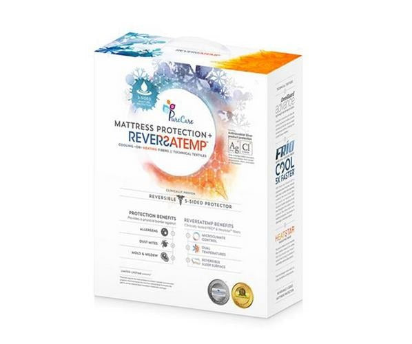 PureCare ReversaTemp 5-Sided Queen Size Mattress Protector with Reversible Cooling or Warming Sleep Surface - White